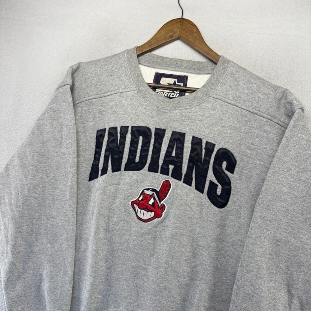 Vintage Cleveland Indians Sweatshirt Men's Medium Gray Starter Chief Wahoo 90s